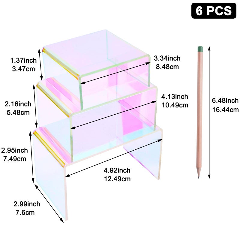 Cerpourt 2 Sets Acrylic Display Risers Colorful Product Stand,Cupcakes Holder Dessert Display Transparent Showcase Stands, Candy Bar Risers, Acrylic Lifts Display for Figures - Image 2